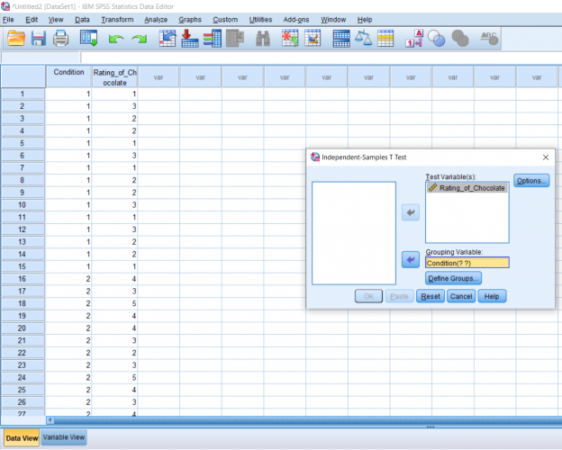 Screenshot of SPSS document
